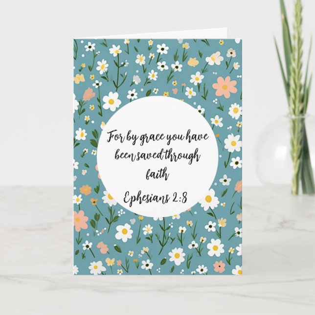Ephesians 2:8 Christian Greeting Card Kort (Framsida)