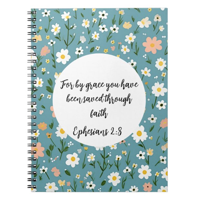 Ephesians 2:8 Christian Spiral Photo Notebook Anteckningsbok (Framsidan)