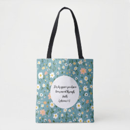 Ephesians 2:8 Christian Tote Bag Tygkasse