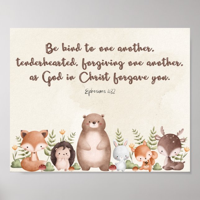 Ephesians 4:32 Nursery Wall Art Poster Print (Framsidan)