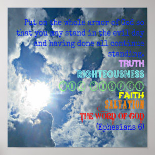 Ephesians Bible Put on the whole armor of God Poster