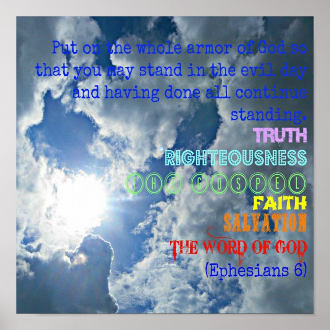 Ephesians Bible Put on the whole armor of God Poster (Framsidan)