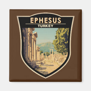 Ephesus Turkey Travel Art Vintage Magnet