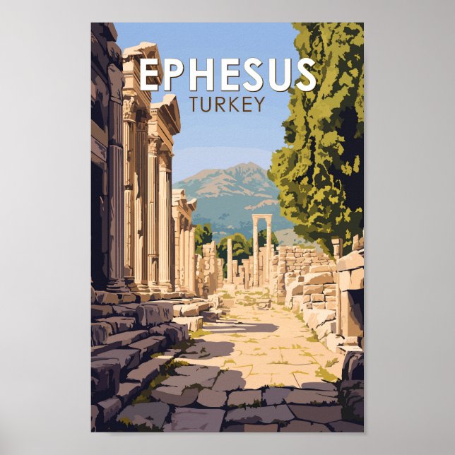 Ephesus Turkey Travel Art Vintage Poster (Framsidan)