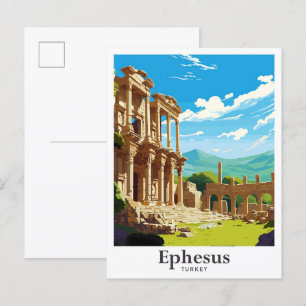 Ephesus Turkiet Vintage resor Porträtt Vykort