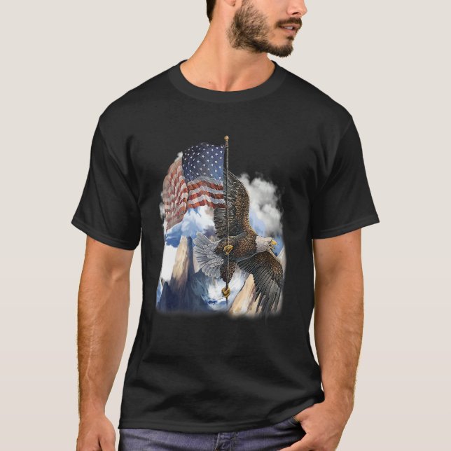 Epic American Eagle Swea 4 från juli USA flagga Mo T Shirt (Framsida)