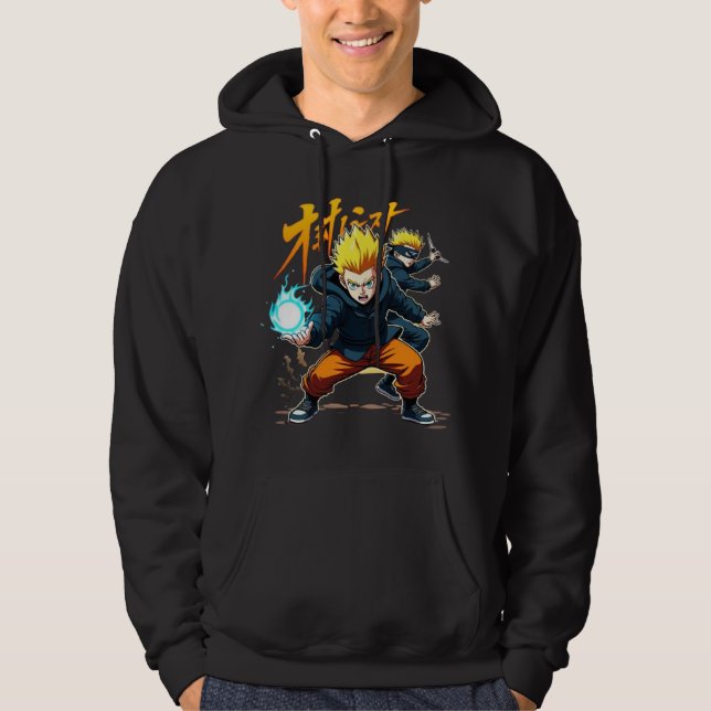 Epic Anime Warrior - Action-Packed Superpower Hoodie (Framsida)