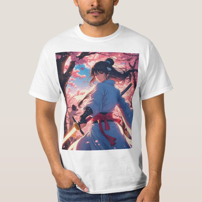 Epic Anime Warrior Graphic T-Shirt (Framsida)