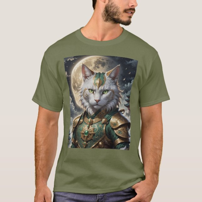 Epic Armored Cat Warrior T Shirt (Framsida)