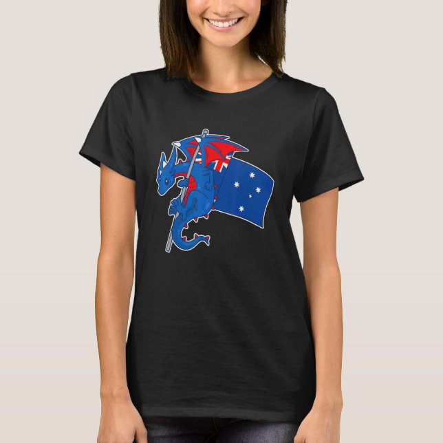 Epic Australian Dragon  Proud Australia Flag T Shirt (Framsida)