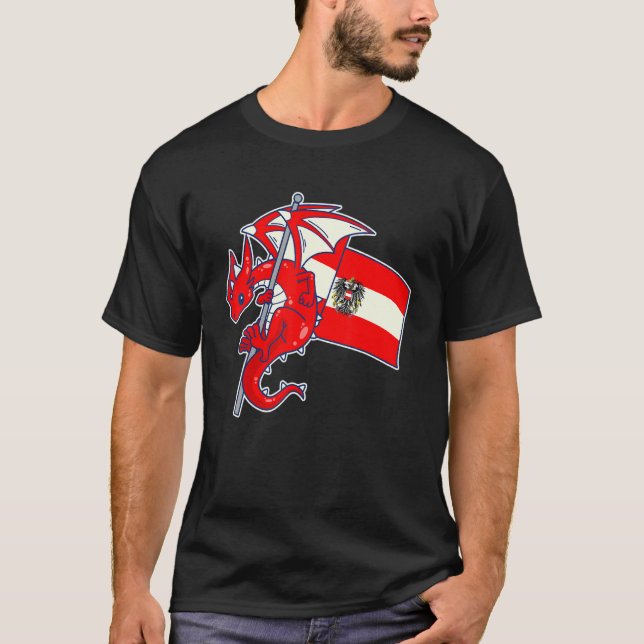 Epic Austrian Dragon  Proud Austria Flag T Shirt (Framsida)