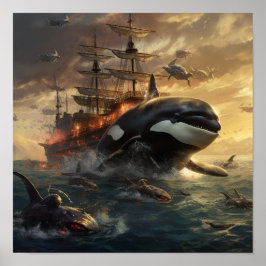 Epic Battle of Orca vs. Black Pearl - Stunning Poster