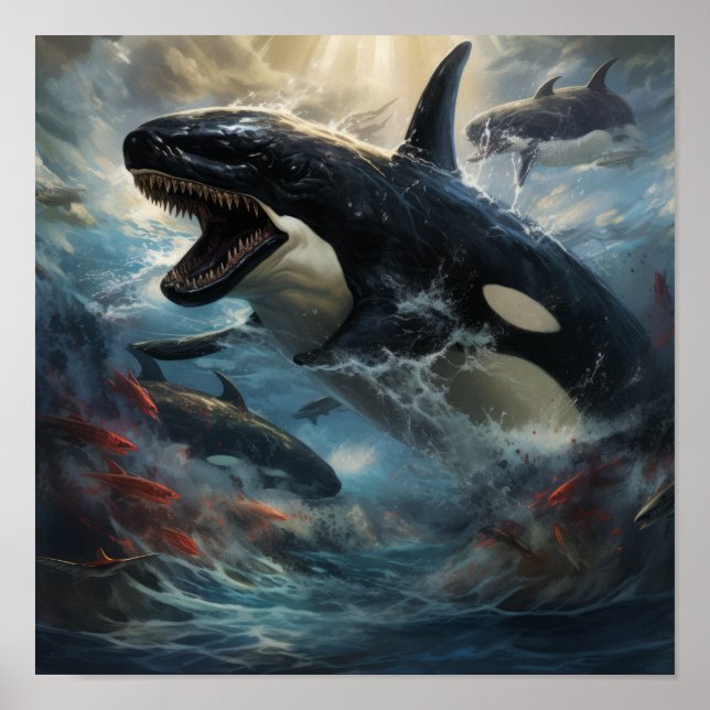 Epic Battle of Orca vs Godzilla - Stunning Poster (Framsidan)