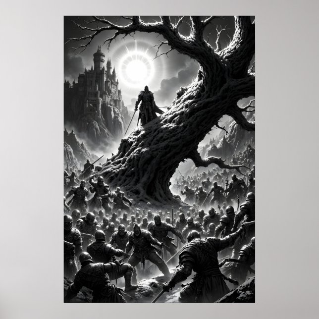 Epic battle scene with medieval warriors under poster (Framsidan)