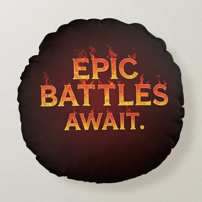 Epic Battles Await Rund Kudde (Framsidan)