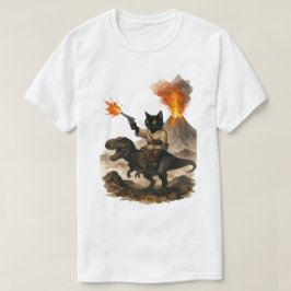 Epic Black Cowboy Riding Dinosaur med Volcano T Shirt