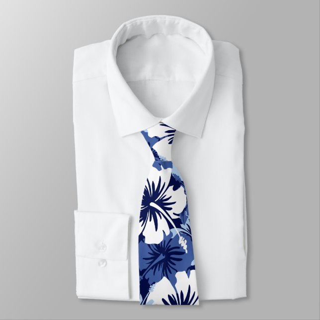 Epic Blommigt Hibiscus Hawaiian Necktie Slips (Bunden)
