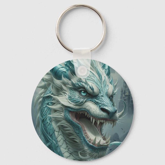 Epic Blue Storm Dragon Nyckelring (Framsida)