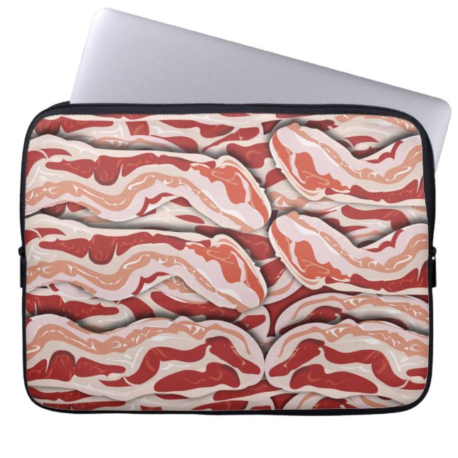 Epic Breakfast Illustrated Bacon Mönster Design Laptop Sleeve (Framsidan)