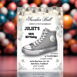 Epic Chic Shoe Girl Sweet 16 Sneaker Boll Birthday Inbjudningar