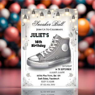Epic Chic Shoe Girl Sweet 16 Sneaker Boll Birthday Inbjudningar