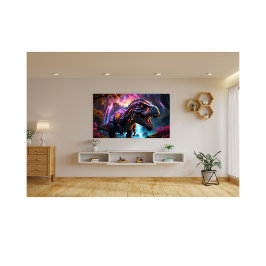 Epic Cosmic Dinosaur Fantasy Vibrant liggande Fototryck