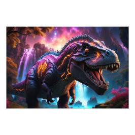 Epic Cosmic Dinosaur Fantasy Vibrant liggande Pho Fototryck