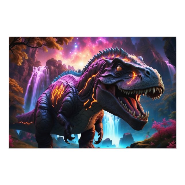 Epic Cosmic Dinosaur Fantasy Vibrant liggande Pho Fototryck (Framsidan)