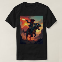 Epic Cowboy Cat Riding Dinosaur | Fantasy Sci-Fi T Shirt