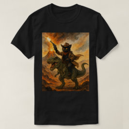 Epic Cowboy Cat Riding Dinosaur - fet vattenfärg T Shirt