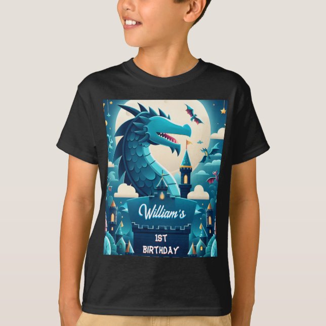Epic Cute Kids Hero Boys Girls Dragon 1:a födelsed T Shirt (Framsida)