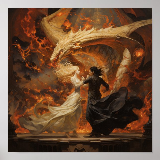 Epic Dance of Dragons Poster - Stunning Fantasy Ar (Framsidan)