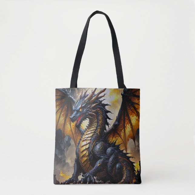 Epic Dragon Fantasy Tote Bag Tygkasse (Framsida)