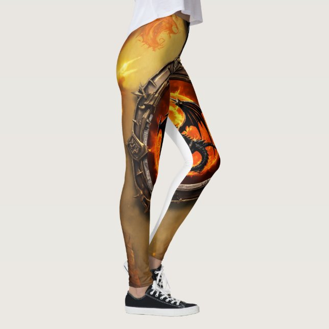 "Epic Dragon Flame Pendant Leggings - Ignite your (Höger)