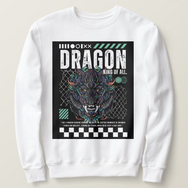 Epic Dragon Graphic T-Shirt Design Lång Ärmad Tröja (Design framsida)