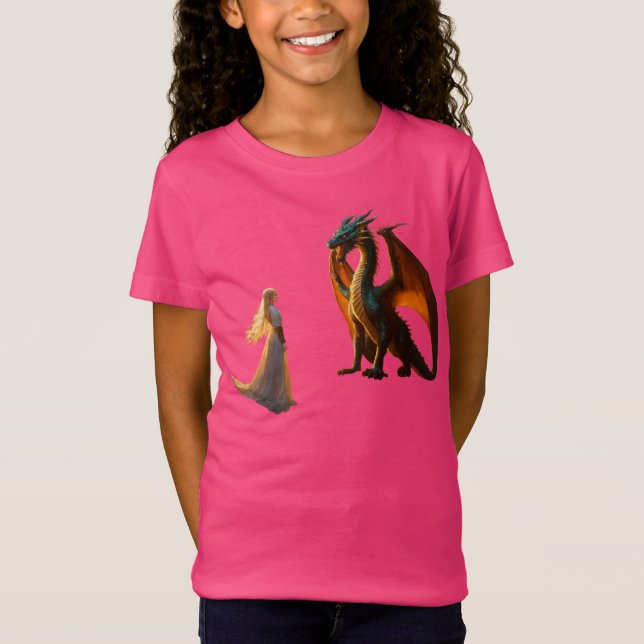 Epic Dragon vs. Knight Battle T-Shirt Design (Framsida)