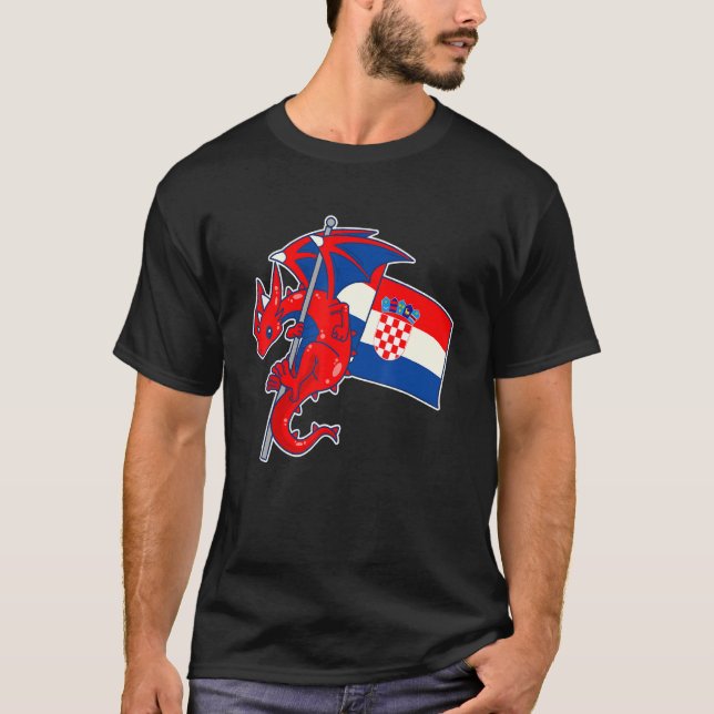Epic Dragon With Croatia Flag  Croatian T Shirt (Framsida)