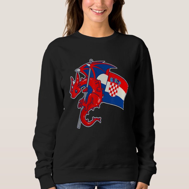 Epic Dragon With Croatia Flag  Croatian T Shirt (Framsida)