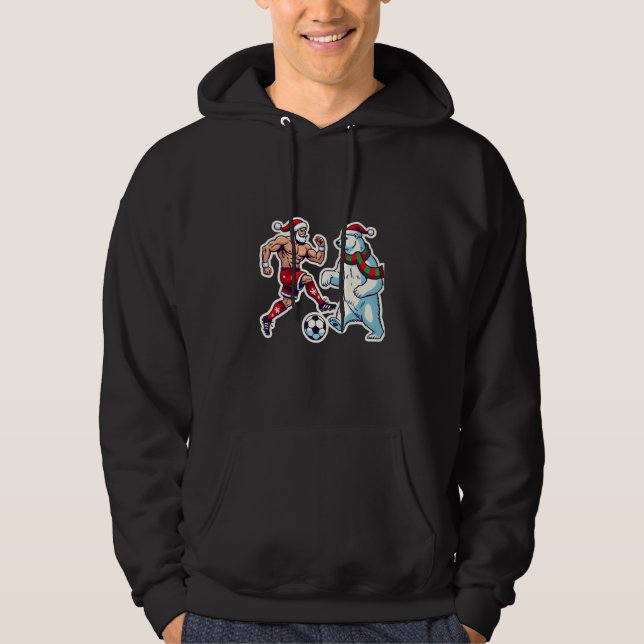 Epic Duel: Santa Claus vs. Polar Bear on the Socce Hoodie (Framsida)
