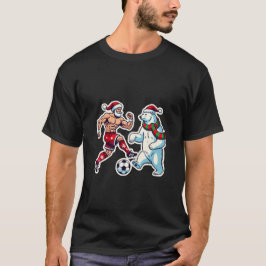 Epic Duel: Santa Claus vs. Polar Bear on the Socce T Shirt