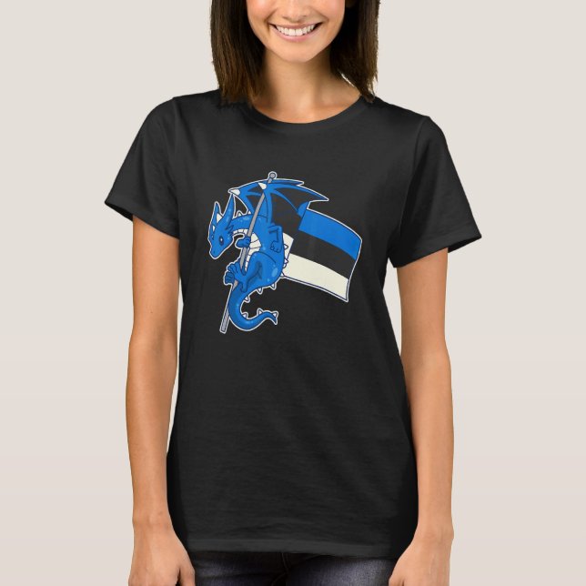 Epic Estonian Dragon  Proud Estonia Flag T Shirt (Framsida)