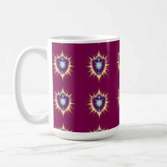 Epic Fantasy Shield with Radiant Energy Burst – Ma Kaffemugg (Vänster)