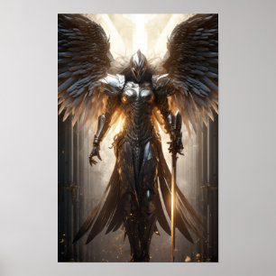 Epic Fantasy Warrior Holding Long Sword Poster