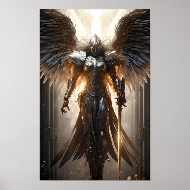 Epic Fantasy Warrior Holding Long Sword Poster (Framsidan)