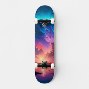 Epic färg fyllde himlar och planeten i rymden mini skateboard bräda 18,5 cm