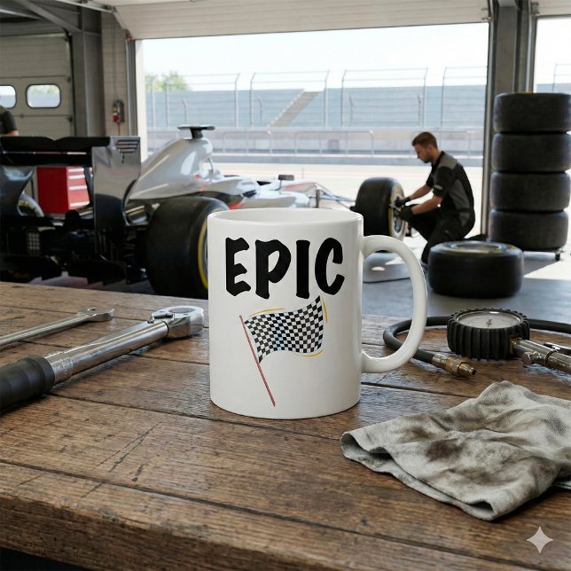 Epic Finish Line Checkered Racing Flag Kaffemugg (Skapare uppladdad)