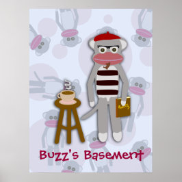 Epic Funny Retro Coola Beatnik Sock monkey Tecknad Poster