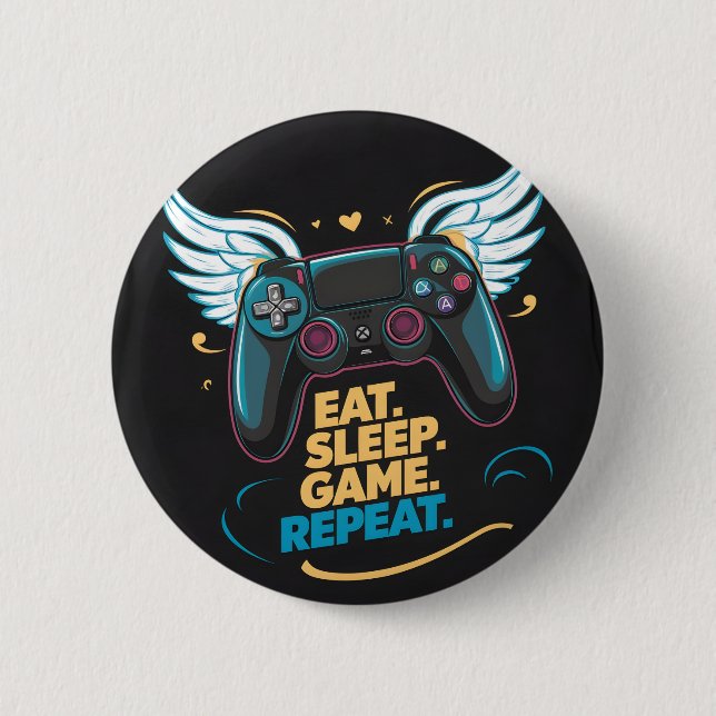 Epic Gaming-spel. Ät. Sov. Spel. Upprepa. Winge Knapp (Framsida)