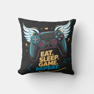Epic Gaming-spel. Ät. Sov. Spel. Upprepa. Winge Kudde