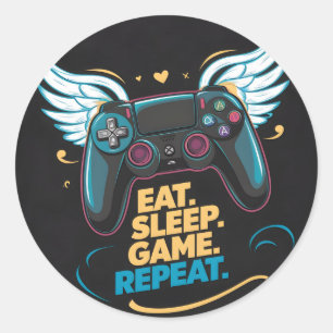 Epic Gaming-spel. Ät. Sov. Spel. Upprepa. Winge Runt Klistermärke